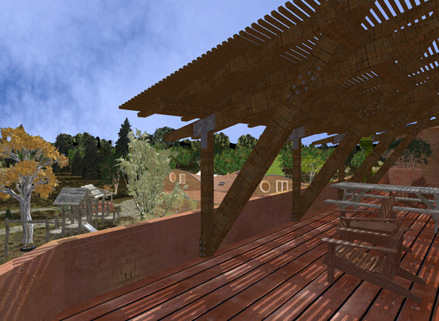 One Community Cob Village Final Render, Roof View Looking Southeast