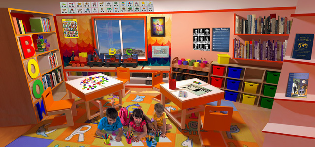 Guy Grossfeld, One Community, The Ultimate Classroom, Orange Room Final Render