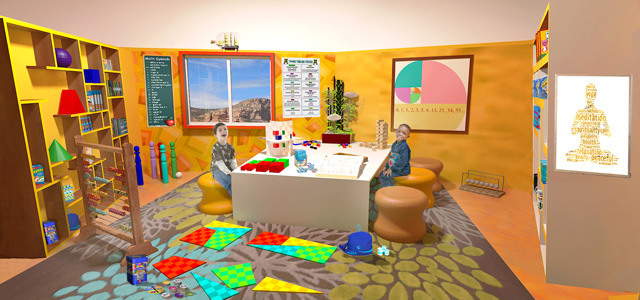 Ultimate classroom final render yellow room, math, One Community