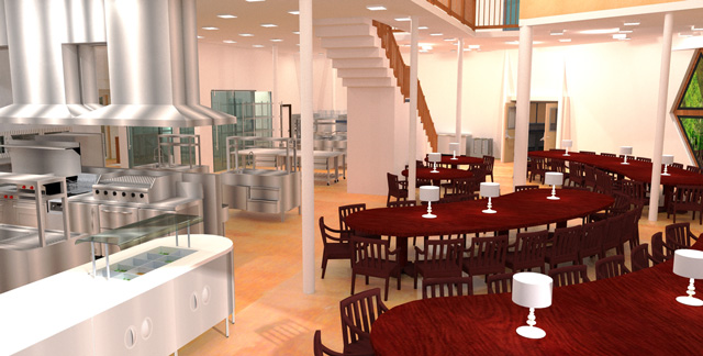 Duplicable City Center Kitchen Render, One Community, regenerative community building