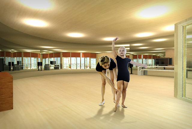 Recycled Materials Village Dance Studio final render, One Community