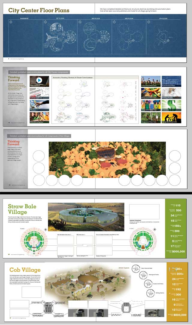 As part of How to Make a Global Sustainability Starting Point ,this week the core team continued updating the formatting of the upcoming 7 villages online book pages. This week’s work focused on the updates shown here including cleaned up and new versions of the Earthbag Village, Straw Bale Village, and Cob Village presentations.