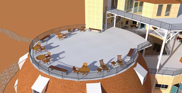 This week the core team created a new outside render of the City Center sundeck.