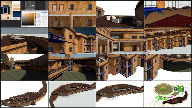 Hamilton Mateca (AutoCAD and Revit Drafter and Designer) also finished his 20th week helping with the Compressed Earth Block Village (Pod 4) design details. This week’s focus was on testing and updating textures for the bricks, frames, and railings