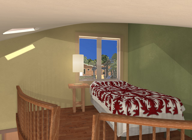 Dean Scholz (Architectural Designer) continued helping us create quality Cob Village (Pod 3) renders. Here is update 66 of Dean's work. This week Dean finished this final render of the Loft view looking North
