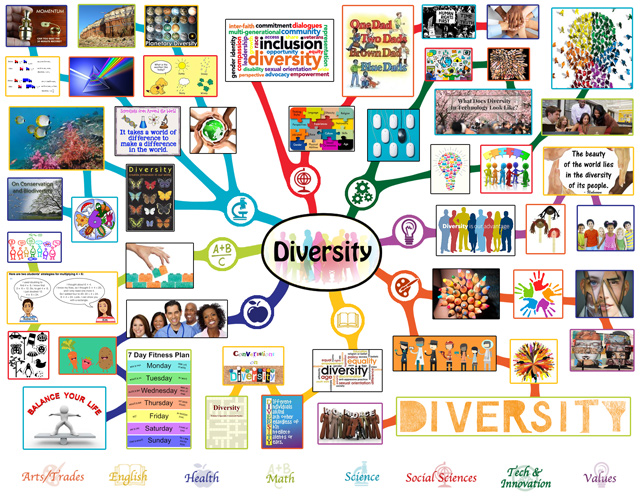 Adaptable Solutions for Green Living - This last week the core team completed the second 50% of the mindmap for the Diversity Lesson Plan, bringing it to 100% complete, as you can see here.