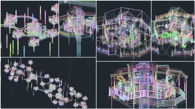 Guy Grossfeld (Graphic Designer) helped create these AutoCAD exports of the Tree House Village (Pod 7) in 3D