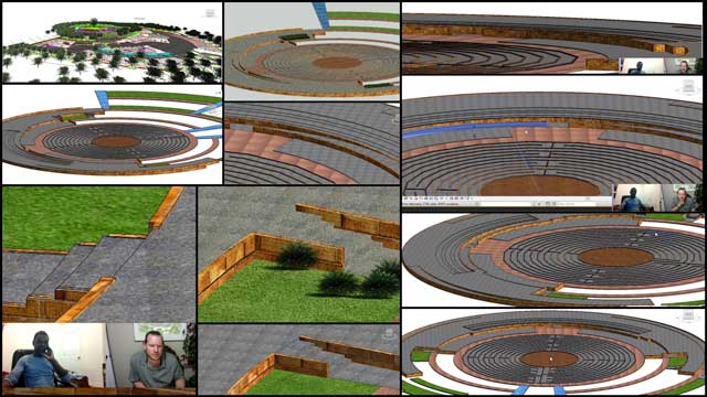 Hamilton Mateca (AutoCAD and Revit Drafter and Designer) also finished his 42nd week helping with the Compressed Earth Block Village (Pod 4) design and render details. This week’s focus was continued work on the landscaping elevation and layout details around the meditation labyrinth, as shown here.