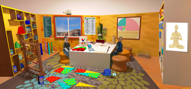 Guy Grossfeld (Graphic Designer) also continued adding people and elements from the Learning Tools and Toys research we've done to create this final render of the Ultimate Classroom Yellow Room: