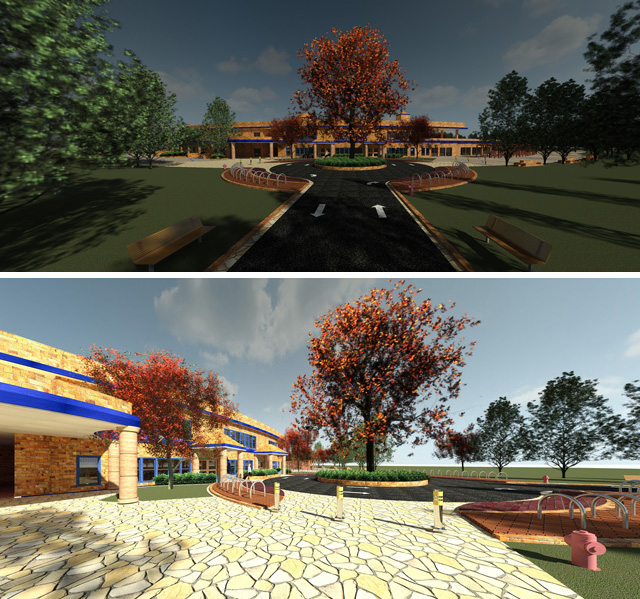 Hamilton Mateca (AutoCAD and Revit Drafter and Designer) also finished his 63rd week helping with the Compressed Earth Block Village design and render details. This week’s focus was two new final renders of the front of the village. Both of which you can see here and live on the site too.
