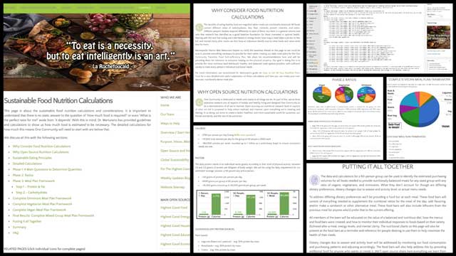 Sustainable Food, Sustainable Food Nutrition Calculations, Strategic Sustainable Village Creation, One Community Weekly Progress Update #354