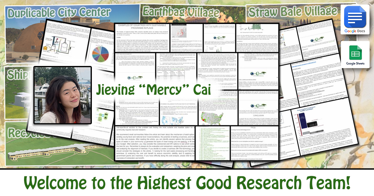 Jieying Cai, Mercy Cai, non-recyclables solution, waste-to-energy solution, WTE, recycling, reuse, One Community Volunteer, Highest Good collaboration, people making a difference, One Community Global, helping create global change, difference makers