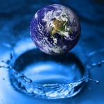 globe bouncing in water, ripple effect