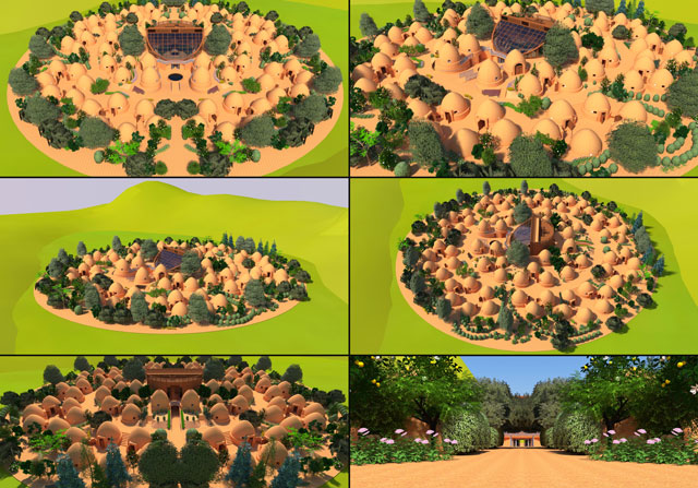 Earthbag Village, full earth dome village, aircrete village, dome homes