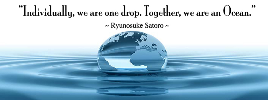 One Community, together we are an ocean, Ryunosuke Satoro quote, sustainable world, creating the New Golden Age, a new golden age, sustainability nonprofit, open source blueprinting, global change, ecological living, for The Highest Good of All