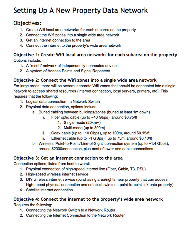 version 1.0 of our remote internet plan, One Community