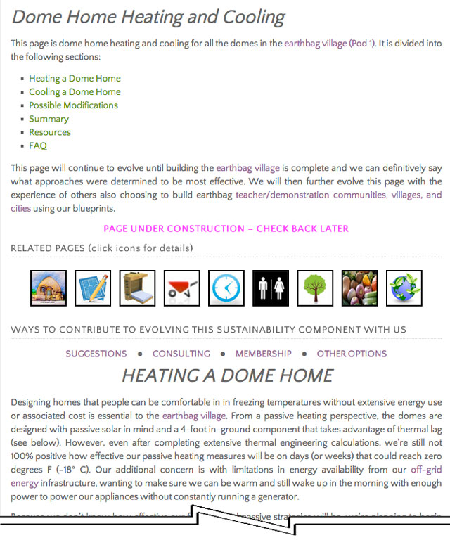 Earthbag home heating and cooling page in progress, One Community, Zero Waste Regenerative Community Building