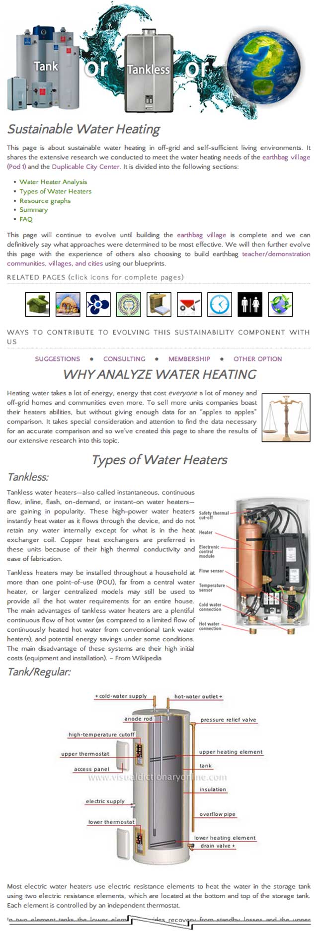 Water Heating and cooling page, One Community,Sustainable Paradigm Building