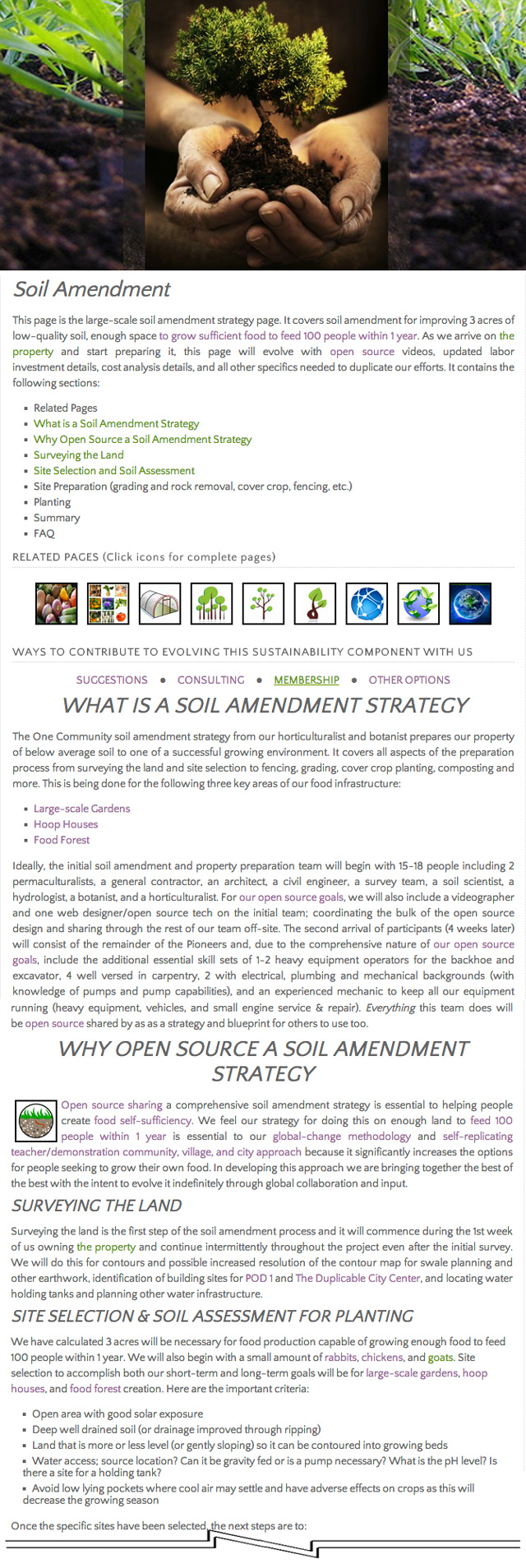 Soil amendment page in progress, One Community