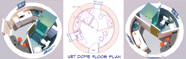 Wed dome floor plan, 150 square foot dome