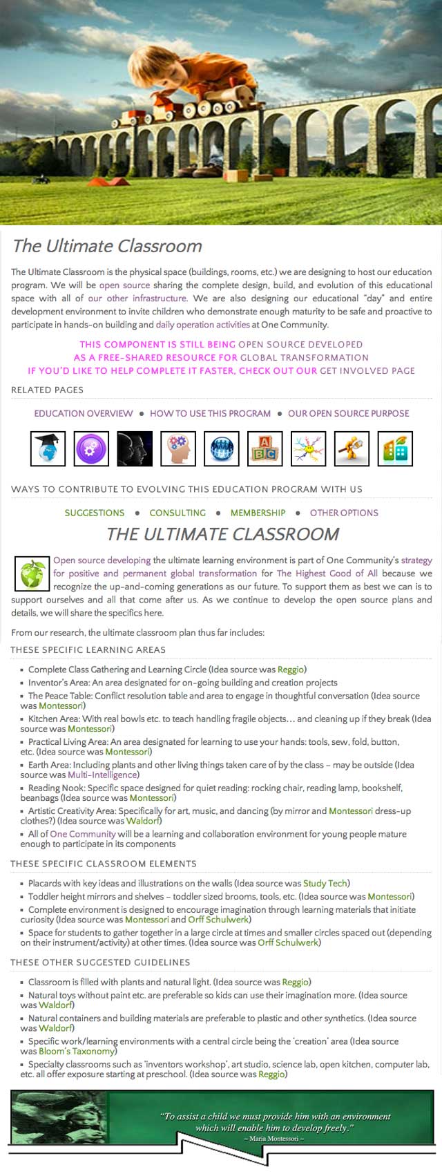 Ultimate classroom page in progress, One Community, Regenerative World Building