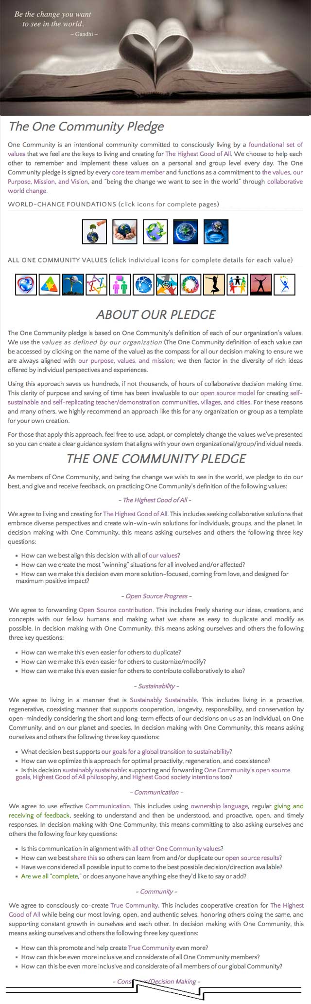 One Community Pledge, Adaptable Solutions for Society