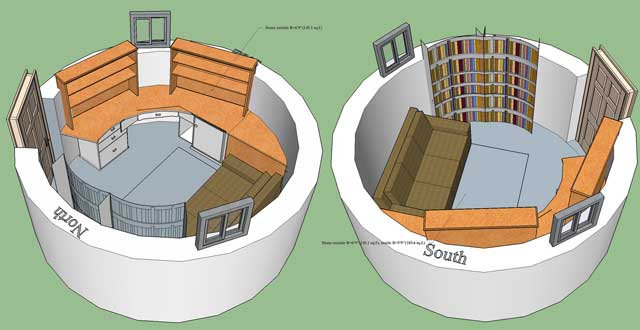 layout designs for the 150 square-foot dome, layout 1, One Community