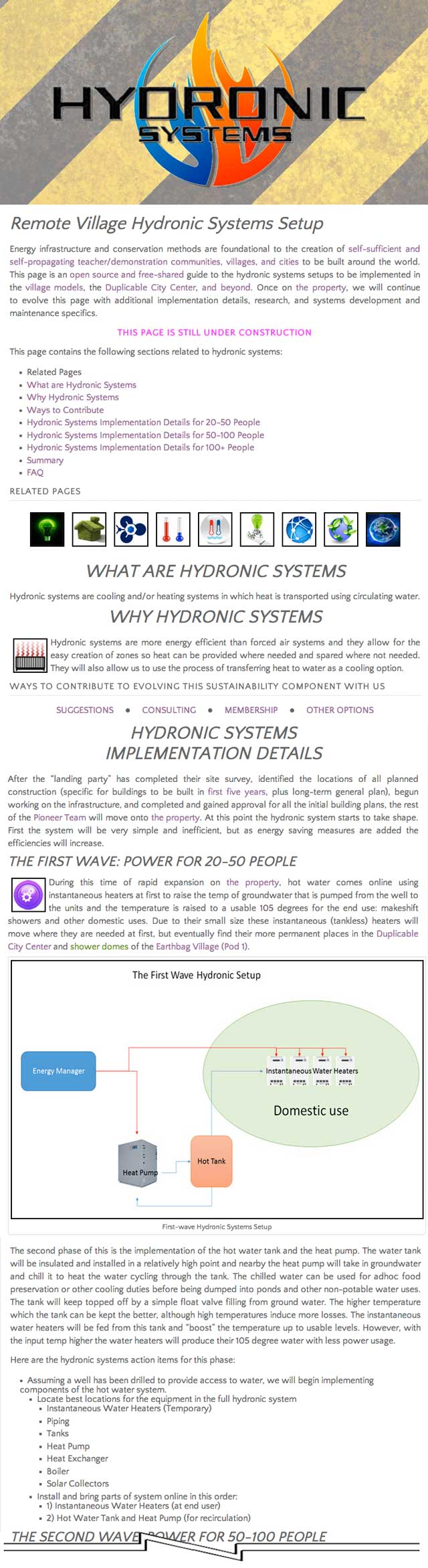 Hydronic Systems page, 20-50 people, One Community