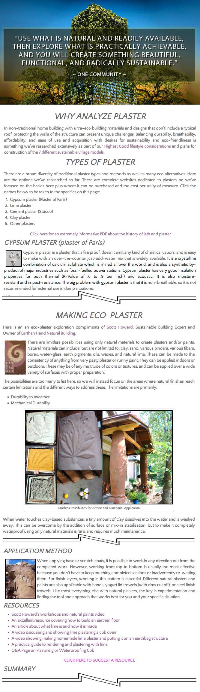 Plaster page, One Community