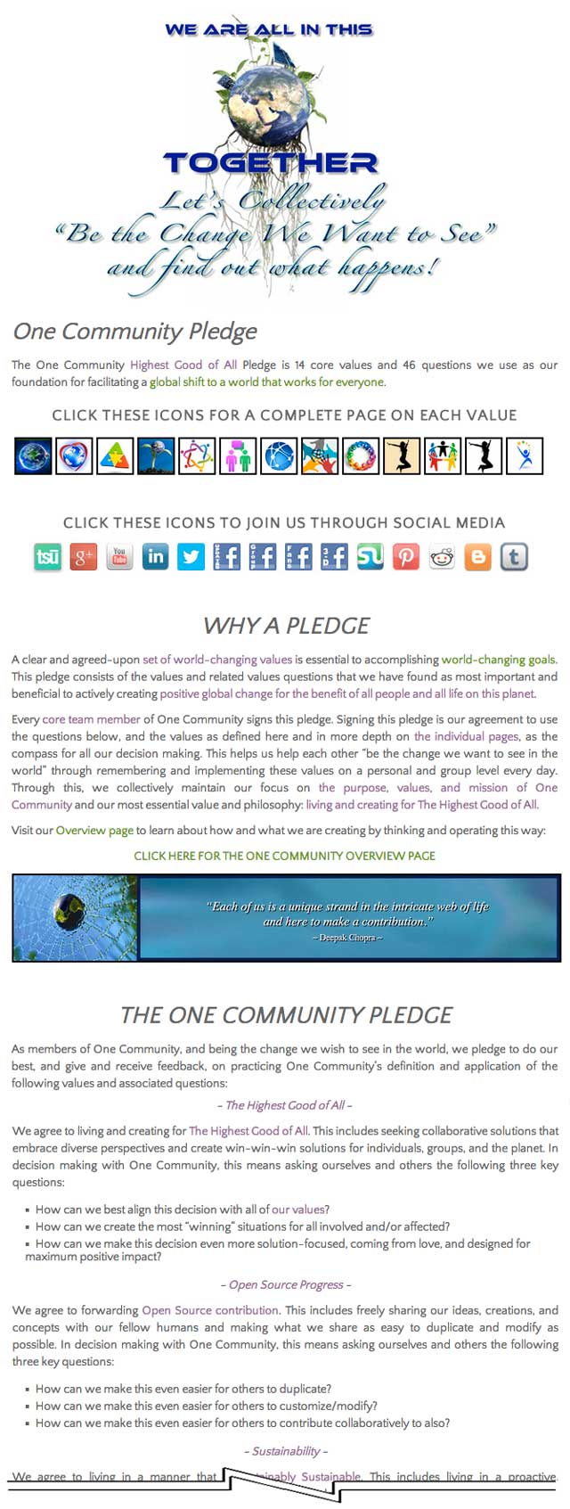 One Community Pledge