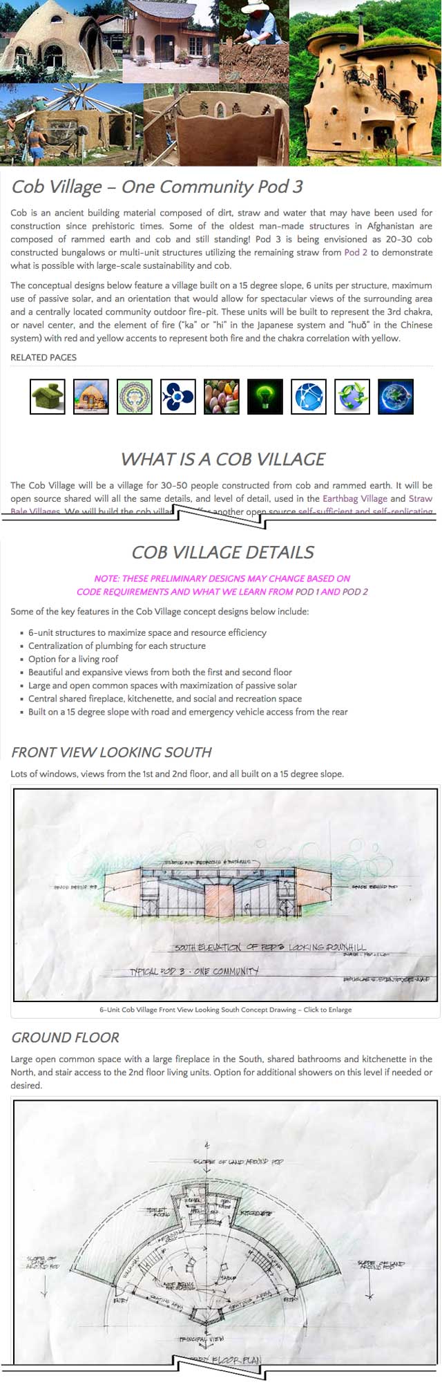 Cob Village Page, One Community