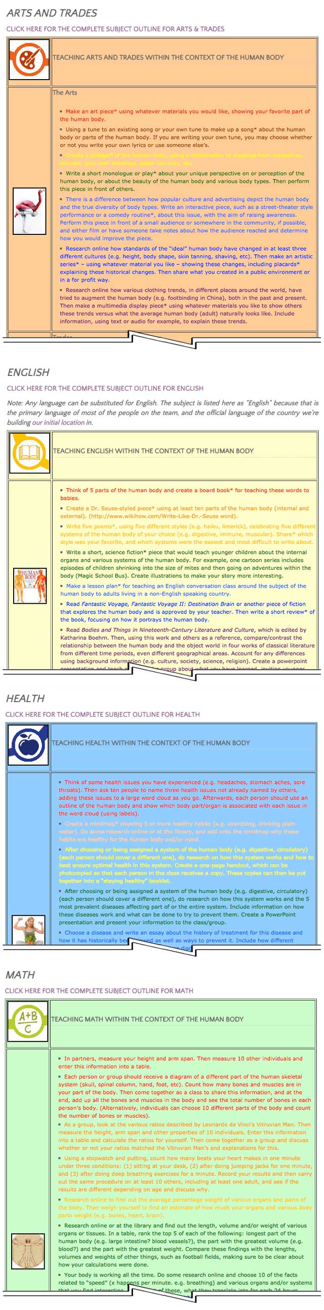 Human body lesson plan 50% complete, One Community