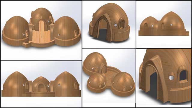 3-Dome Cluster Solidworks, One Community
