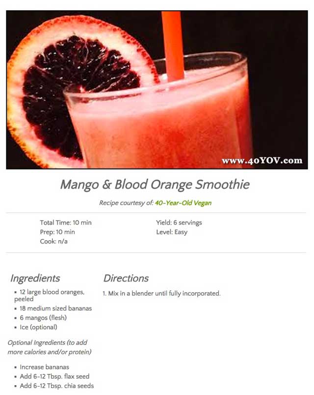 Mango and blood orange smoothie, One Community recipes