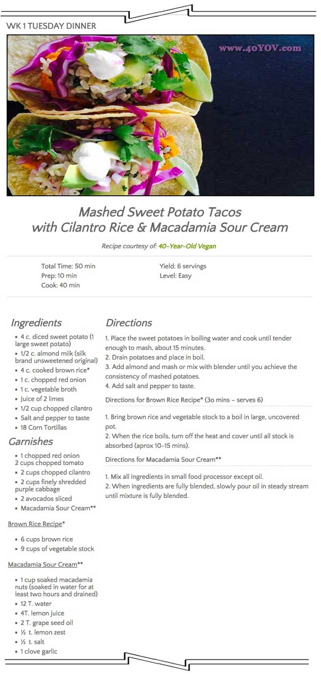 Mashed Sweet Potato Tacos, One Community Recipes