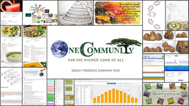 Strategic Sustainable Lifestyle Creation, One Community Weekly Progress Update #109