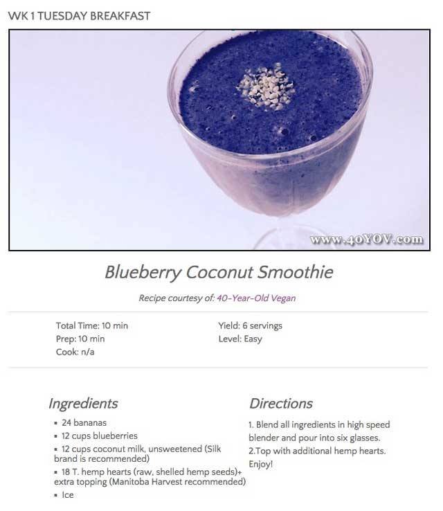 blueberry coconut smoothie, One Community Recipe
