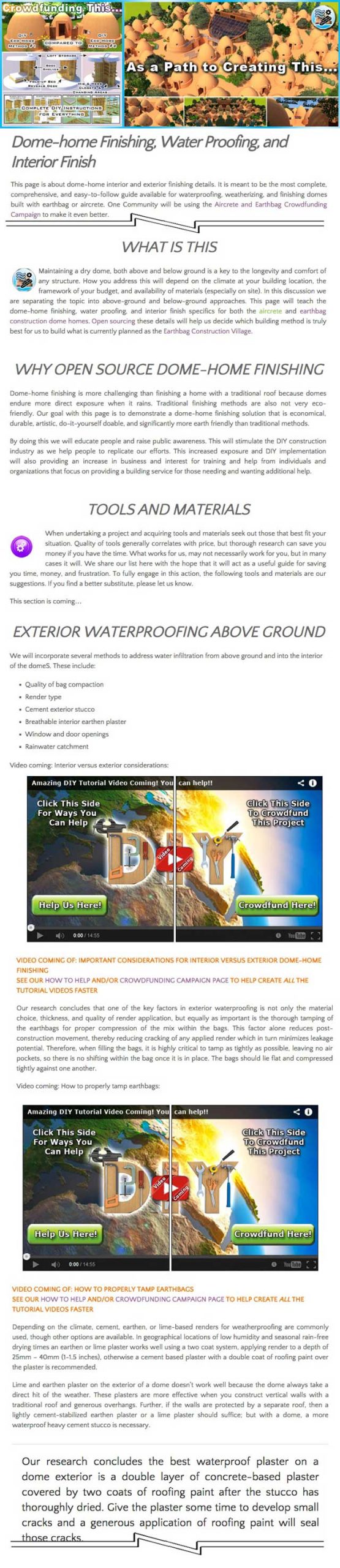 Engineering Our Own Green Future, water proofing page in progress, One Community
