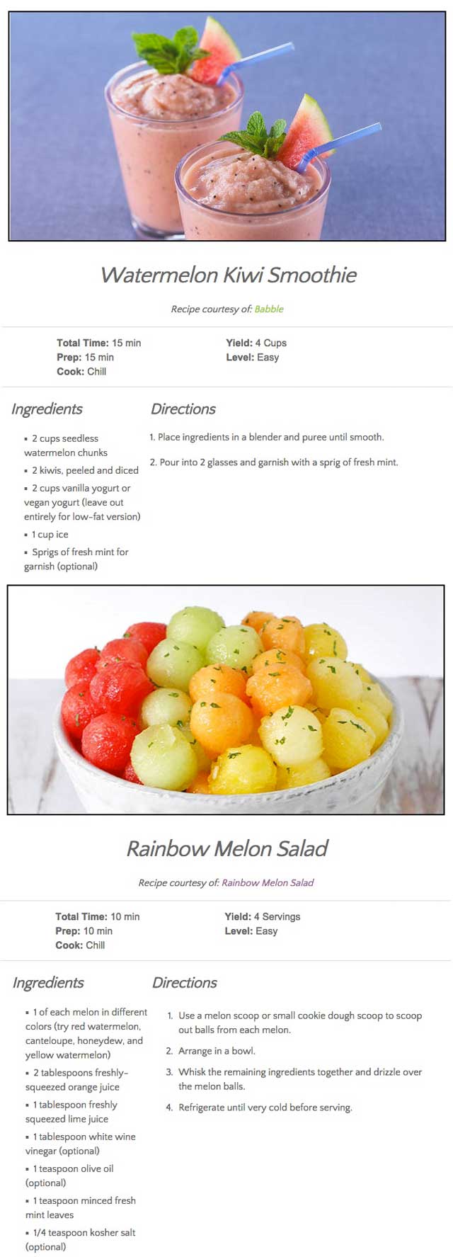 Melon recipes, One Community