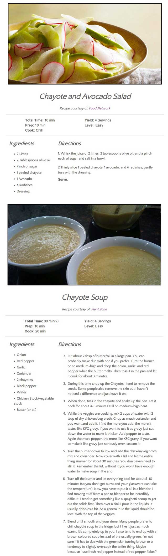 Chayote recipes, One Community