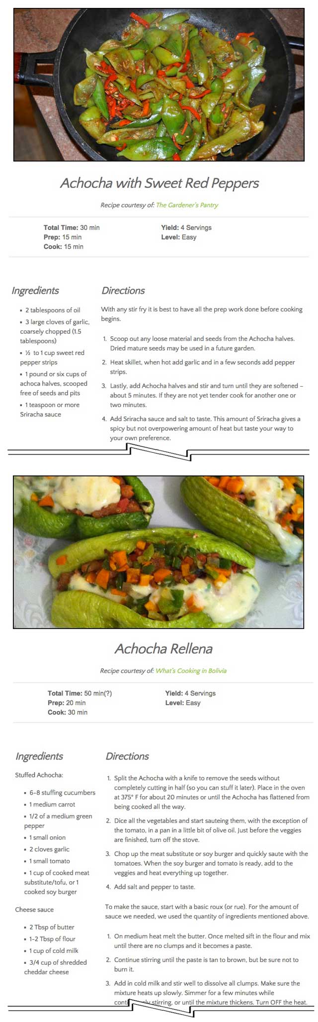 achocha recipes, One Community