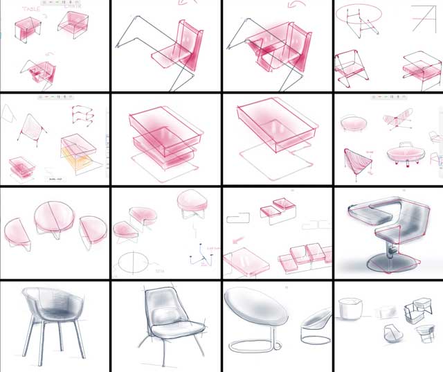 Iris Hsu (Industrial Designer), continued designing and evolving the Pipe Furniture designs. What you see here are the 3rd generation concept designs for the chairs and tables that will be in the Duplicable City Center library.