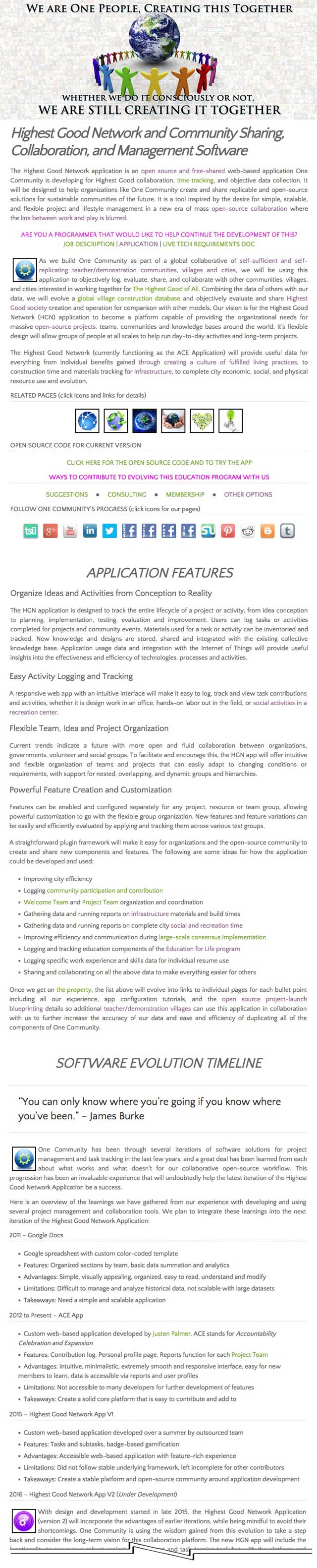 This last week the core team began updating the Highest Good Network page with what has been weeks of work with Andrew Herman (Software Engineer and Core Member of Futurist Playground). This page shares the details of the open source software we’re creating together for complete teacher/demonstration hub management, data gathering, open source collaboration and more. We’d say this page is about 50% complete.