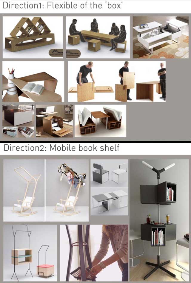 Jarvis Zhao and Michelle Wu, both Industrial Designers, also continued together working on the designs for the pipe shelving for the library. Here are some of Michelle’s explorations in to different furniture options:
