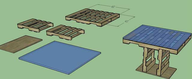 We also started converting our SolidWorks pallet furniture designs (started by the summer Intern Team) into 3-D Sketchup models. Here is the table that will be included in the City Center visitor rooms.