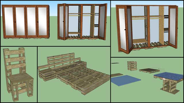 In Sketchup 3-D we also constructed the wardrobe/closet, chair, and the bed and made some minor adjustments to the table from last week. This brings us to what we think is 100% complete with the City Center 3-D design work needed for renders.