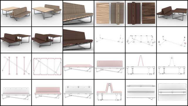 Global Sustainable Change – Iris Hsu (Industrial Designer), continued finalizing the Pipe Couch designs for the Duplicable City Center library working on the renders you see here for the couch assembly instructions.