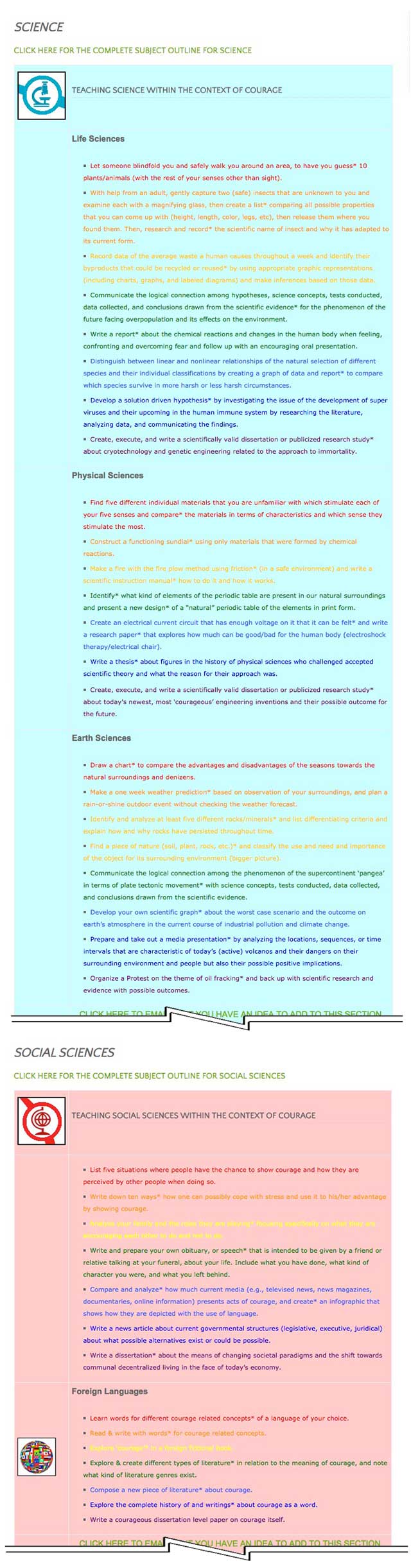 Caretakers of Our Shared Planet, This last week the core team transferred the third 25% of the written content for the Courage Lesson Plan to the website, as you see here. This lesson plan purposed to teach all subjects, to all learning levels, in any learning environment, using the central theme of "Courage" is now 75% completed on our website.