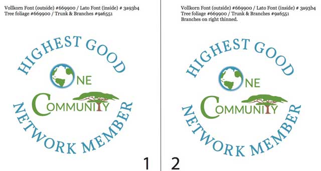 Forwarding the Evolution of Sustainability, Jonathan DeAscentis (Graphic Designer and Web Developer) additionally continued development of our Highest Good Network logo. This week’s changes were finalizing the center tree details