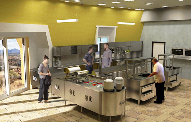 Caretakers of Our Shared Planet, One-Community-City-Center-Kitchen-Render-Shadi-b164-high-res-640